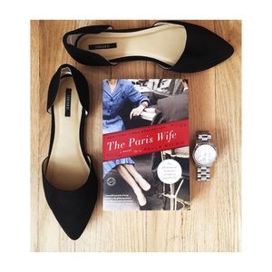 Black Pointed Faux Suede Flats